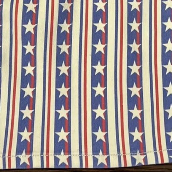 FREE PEOPLE STARS & STRIPES PENNY PULL ON FLARE JEANS AMERICANA FLAG DENIM PANTS - Picture 4 of 9